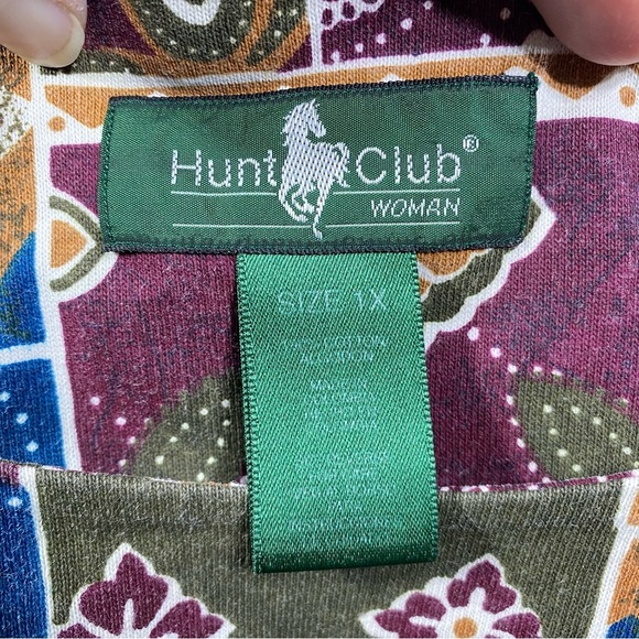 Hunt Club Women’s Vintage 90’s Patchwork Print Tunic Knit Top - Picture 5 of 7